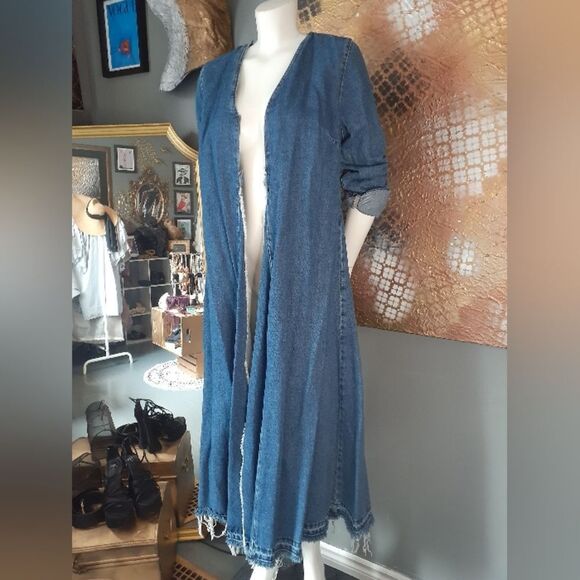 Zara Denim Long Sleeve Belted Coat/Wrap Dress - Picture 10 of 16